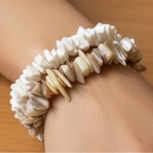 NWT Natural & White Puka Shell Bracelet Set – Stretch Beach Surfer Boho Jewelry